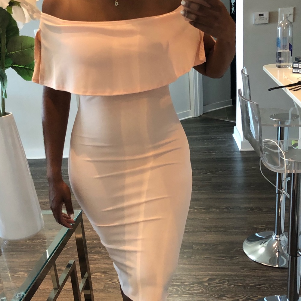 Nude Off the shoulder bodycon